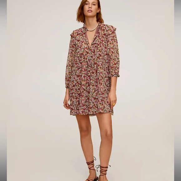 Mango Ruffle Dress XS - Picture 2 of 6